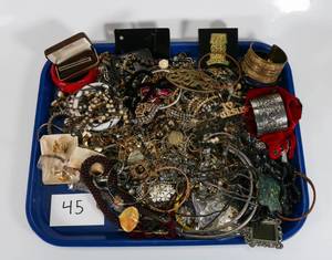 lot 45 image: Vintage Lot of Bracelets, Necklaces, Earrings, Cuffs, and More
