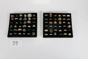 lot 39 image: Better Vintage Costume Jewelry Ring Lot of 72