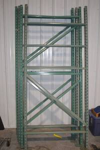 lot 76 image: Teardrop Pallet Rack Uprights - 4 pcs, 8 ft tall, 42 in wide