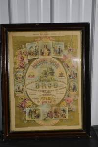 lot 80 image: Framed Vintage Poster - Floral Border with Central Medallion Scene (1 Piece)