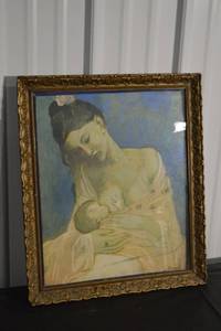 lot 81 image: Picasso Signature Mother & Child Framed Painting Reproduction