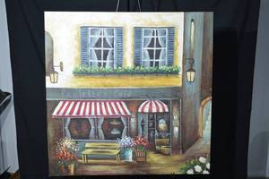 lot 211 image: Paulettes Cafe Street Scene - 30 x 30 in. Painting