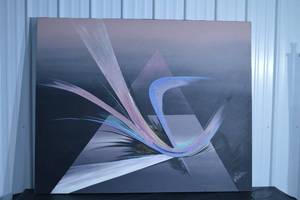 lot 216 image: Abstract Geometric Canvas Painting - 60 x 60 in - Modern Wall Art