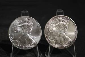 lot 7 image: 2015 United States Silver Dollar - 2-Coin Lot