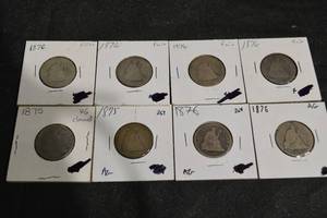 lot 12 image: Seated Liberty Quarters Various Years and Conditions. (90% Silver)