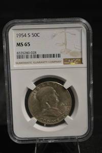 lot 28 image: 1954-S Franklin Half Dollar - MS65 NGC - San Francisco Mint