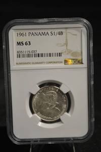 lot 29 image: Panama S14B 1961 14 Balboa MS63 NGC Slab Coin