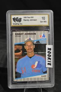 lot 34 image: Randy Johnson 1989 Fleer #381 Expos Rookie Card - Gem Mint 10 (FGS)