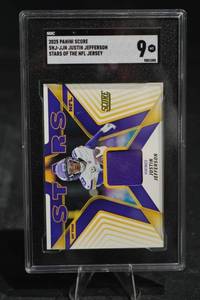lot 40 image: Panini Score 2025 SNJ-JJ Stars of the NFL Jersey Patch Card - SGC 9 Mint