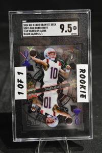 lot 41 image: Drake Maye 11 Black Lasers Rookie Card - Card Draw Stacked Deck - SGC 9.5