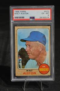 lot 48 image: 1968 Topps Walt Alston Dodgers Manager #472 PSA EX-MT 6