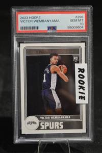 lot 52 image: Victor Wembanyama Panini 2023 Hoops RC No. 298 Spurs - Gem Mint 10 PSA
