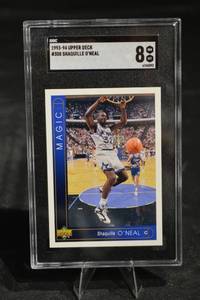 lot 56 image: Upper Deck Shaquille ONeal #300 1991-94 Basketball Card - Graded 8