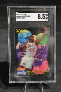 lot 61 image: Shaquille ONeal 1996 Fleer USA Special Issue Around The World Card #46 - SGC 8.5 NM-MT