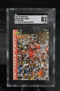 lot 62 image: Upper Deck Michael Jordan 1992-93 In Your Face #453 Slam Dunk Championship - Graded NM-MT 8