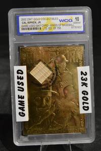 lot 147 image: Cal Ripken, Jr. 2002 23KT Gold Game-Used Bat Card - Kings of Baseball