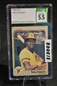 lot 158 image: Tony Gwynn 1983 Fleer #360 Rookie Card - CSG 5.5 Excellent Graded