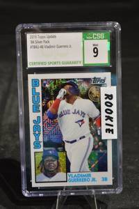 lot 161 image: Topps 2019 Update Vladimir Guerrero Jr. RC Blue Jays Mint 9 Graded Card