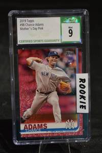 lot 166 image: Topps 2019 Mothers Day Pink Chance Adams RC #98 Yankees - Mint 9 (CSG)