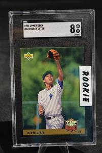 lot 173 image: Upper Deck Derek Jeter Rookie Card #449 1993 SGC 8 NM-MT