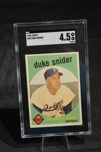 lot 175 image: Topps 1959 Duke Snider Dodgers Baseball Card #20 PSA 4.5 VG in Slab - Outfield