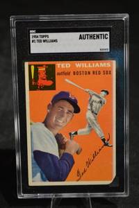 lot 177 image: Topps 1954 Ted Williams #1 Boston Red Sox Baseball Card SGC Authentic