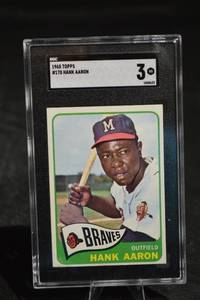 lot 178 image: Topps Hank Aaron 1965 #170 Braves Card SGC 3 VG