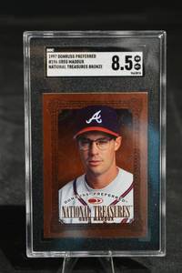 lot 181 image: Greg Maddux 1997 Donruss Preferred National Treasures Bronze #196 Graded 8.5 NMMT