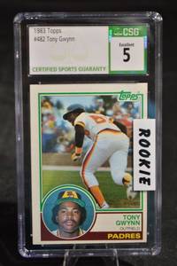 lot 191 image: Tony Gwynn 1983 Topps Rookie Card #482 Padres - CSG 5 Excellent