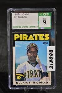 lot 192 image: Barry Bonds 1986 Topps Traded #11T Pirates PSA 9 Mint Card