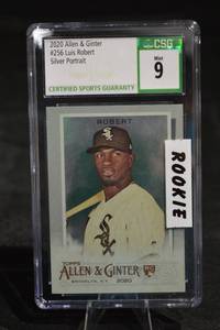 lot 195 image: Topps Allen & Ginter Luis Robert Silver Portrait RC #256 2020 CGS Mint 9