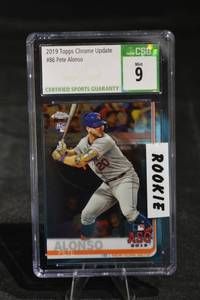 lot 196 image: Pete Alonso 2019 Topps Chrome Update #86 Rookie Card - Mint 9 CSG Slab