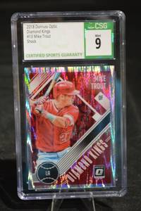 lot 267 image: Mike Trout 2018 Panini Donruss Optic Diamond Kings #13 Baseball Card Mint 9