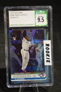 lot 268 image: Vladimir Guerrero Jr. 2019 Topps Update Rookie Debut Card - CSG Gem Mint 9.5