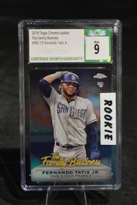 lot 276 image: Topps Chrome Update Family Business FBC-15 Fernando Tatis Jr. Rookie Card - Padres - CSG Mint 9