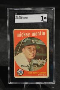 lot 283 image: 1959 Topps Mickey Mantle #10 - New York Yankees Outfield - SGC 1