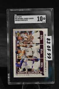 lot 290 image: Topps 2025 National League Leaders Vintage Stock Card No. 86 8399 Gem Mint 10