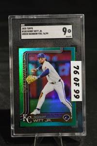 lot 292 image: Topps 2025 Bobby Witt Jr. Green Rainbow Foil 7699 Trading Card - Royals