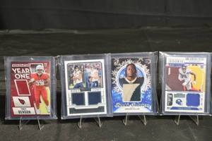 lot 310 image: Panini Rookies & Stars 4-Card Lot Benson Year One, Miller Rookie Sweaters, Nabers Rookie Ticket