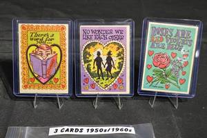 lot 311 image: Vintage Valentines - 1950s60s Three Card Lot - Funny Valentine Cartoon Series in Plastic Cases