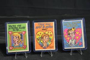 lot 313 image: Vintage Funny Valentine Cards - 6-Card Lot in Clear Display Cases