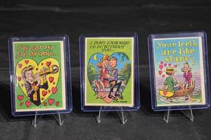 lot 314 image: Funny Valentine Card Set - 3-Pack in Blue Protective Cases