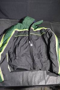 lot 350 image: Vintage Arcticwear Jacket - Black With Green Neon Trim, Zip Front