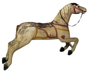 lot 25C image: LL - Antique Wooden Carousel Horse - Vintage Painted Figure