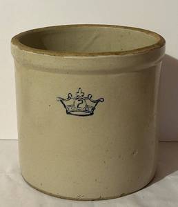 lot 52C image: LL - Vintage Crown-Marked Stoneware Crock - Cream Glaze,