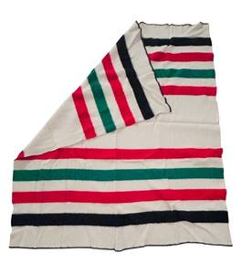 lot 105C image: LL - Vintage Striped Throw Blanket 61 x 74 in