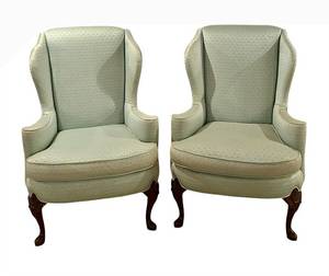 lot 118C image: LL - Vintage Wingback Chairs Pair -