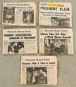 lot 119C image: LL - Kennedy Assassination Front Pages (Lot of 5) - Minneapolis Morning Tribune & Star, Nov 1963
