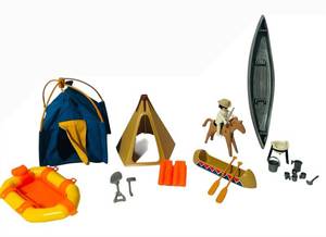 lot 204C image: LL - Vintage Playmobil Camping & Canoe Adventure Set - Teepee Tent, Explorer on Horse