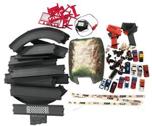 lot 210C image: LL - Vintage Slot Car Racing Track Set with Cars & Accessories - TCRUnion Rails